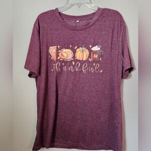 Womens Thankful Graphic Short Sleeve Shirt